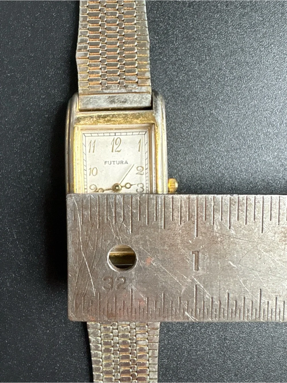 Futura Convexe Quartz Rectangular Gold‎ & Silver Watch